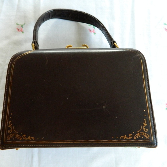Vintage 1950s Spanish Leather Doctor Bag Purse - Picture 4 of 8